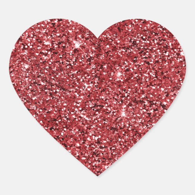 Glam Red Glitzer Herz-Aufkleber (Vorderseite)
