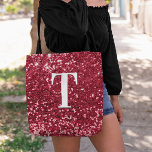 Glam Red Imitats Glitzer Bokeh Glitzern Monogram