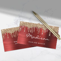 Glam Red Metal Gold Glitzer Tropfen Hair & Makeup