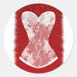 Glam Red & White Holiday Lingerie Dusche Gefallen Runder Aufkleber