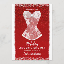 Glam Red & White Holiday Lingerie Dusche Party Einladung