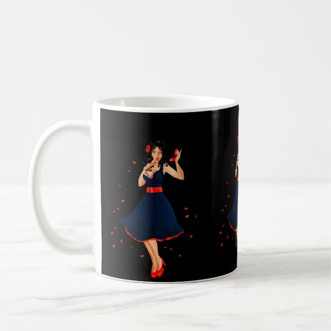 Glam Retro 1950er Mädchen. Bearbeitbarer Name Kaffeetasse (Links)