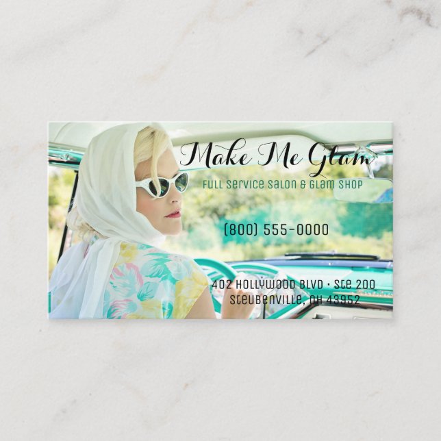 Glam Retro Hair Salon/Stylist Business Card Visitenkarte (Vorderseite)