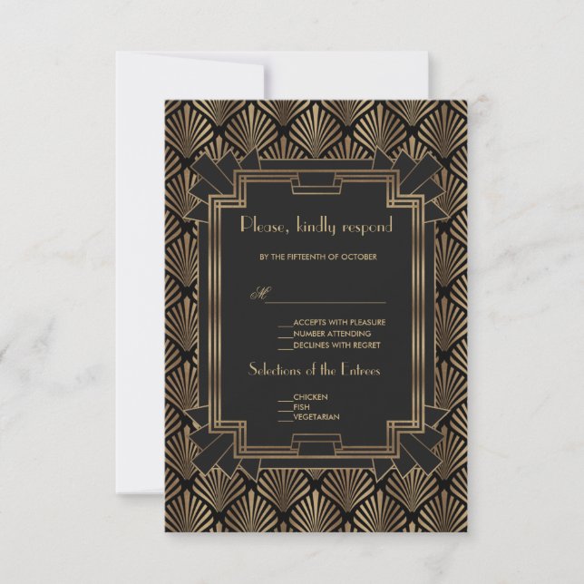 Glam Roaring 20's Great Gatsby 1920s Wedding RSVP (Vorderseite)