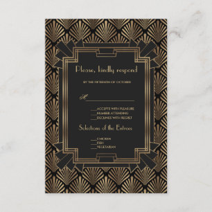 Glam Roaring 20's Great Gatsby 1920s Wedding RSVP Karte