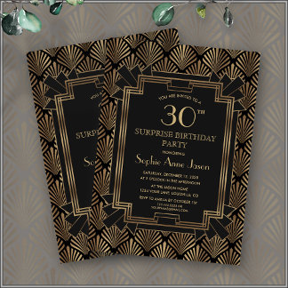 Glam Roaring 20's Great Gatsby Art Deco Geburtstag Einladung