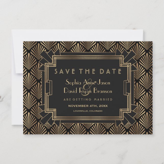 Glam Roaring 20's Great Gatsby Save the Date (Vorderseite)