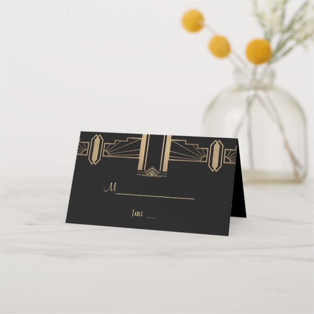 Glam Roaring 20's Great Gatsby Wedding Platzkarte (Vorderseite)