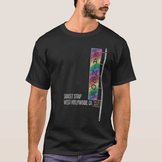 Glam Rock Legends Regenbogen Bar und Grill T-Shirt (Vorderseite)