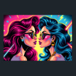 Glam Rock Sisters - Electric Pop Art Poster<br><div class="desc">Treten Sie ein in das Rampenlicht mit den "Glam Rock Sisters", einem atemberaubenden Stück Elektrokunst, das mit der Energie einer ausverkauften Stadionshow knistert. In einer dramatischen Konfrontation haben zwei Frauen, die durch Stil und Geist gebunden sind, einen mächtigen Blick. Dies ist eine Geschichte der Schwesternschaft, Rivalität oder vielleicht die beiden...</div>