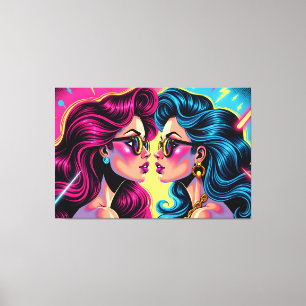 Glam Rock Sisters - Elektrischer Pop Art Canvas Pr Leinwanddruck