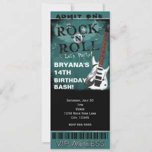 Glam Rock'n'Roll Star Birthday Ticket VIP Party Einladung