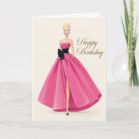 Glam rosa Kleid Geburtstagskarte für Sie