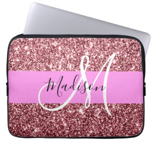 Glam Rosa Rose Gold Glitzer Monster Laptopschutzhülle
