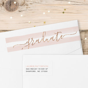 Glam Rose Gold Abschluss Rücksendeadressen-Aufkleb