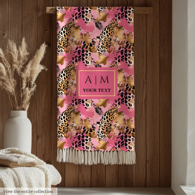 Glam Rose Gold Aquarellleopard Fleece (Glam rose gold watercolor leopard skin fleece)