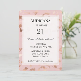 Glam Rose Gold Blush Abstrakt Geburtstag Einladung