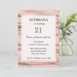 Glam Rose Gold Blush Streifen Geburtstag Einladung