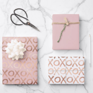 Glam Rose Gold Blush XOXO Geschenkpapier Set