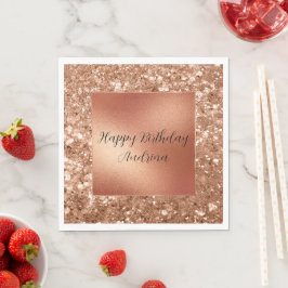 Glam Rose Gold Chunky Glitzer Serviette