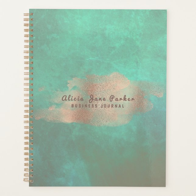 Glam Rose Gold Copper Foil Green | Luxus Elegant Planer (Vorderseite)