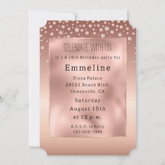 Glam Rose Gold Diamonds Einladung