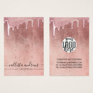 Glam Rose Gold Dicke Glitter Tropfen Logo Ohrring