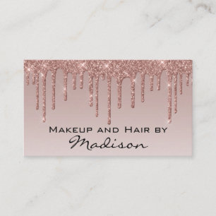 Glam Rose Gold Faux Glitter Tropfen Makeup-Artist Visitenkarte