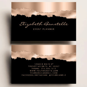 Glam Rose Gold Folie Schwarz Luxus Visitenkarte