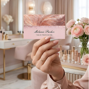 Glam Rose Gold Glitter Abstract Metallic Visitenkarte