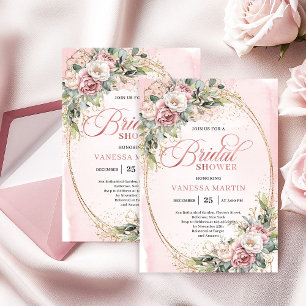Glam Rose Gold Glitter Brautparty-Einladung Einladung