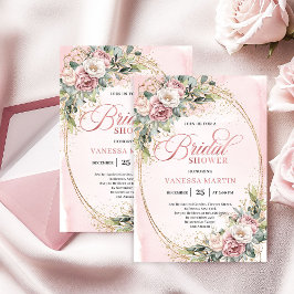 Glam Rose Gold Glitter Bridal Shower Invitation Einladung