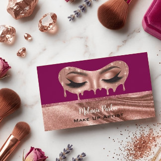 Glam Rose Gold Glitter Drip Eyes Makeup Artist  Visitenkarte