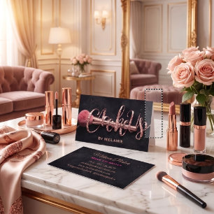 Glam Rose Gold Glitter Makeup-Artistin Visitenkarte