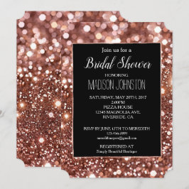 Glam Rose Gold Glitzer Black Einladung