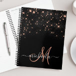 Glam Rose Gold Glitzer Diamond Elegantes Monogramm Planer<br><div class="desc">Erstellen Sie Ihren eigenen personalisierten Schwarz-Rose-Diamant-Funkenplaner mit Ihrem individuellen Monogramm und Namen.</div>