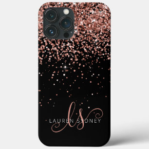 Glam Rose Gold Glitzer Elegantes Monogramm Case-Mate iPhone Hülle
