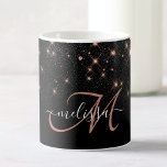Glam Rose Gold Glitzer Elegantes Monogramm Kaffeetasse<br><div class="desc">Erstellen Sie Ihre eigene personalisierte Tasse für den Diamantkoffaffeemarkt aus Schwarz und Rose mit Ihrem eigenen Monogramm und Namen.</div>