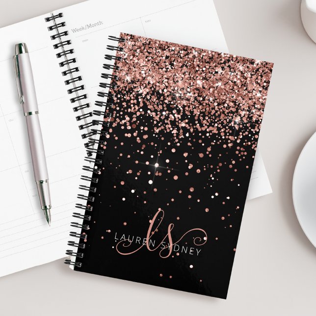 Glam Rose Gold Glitzer Elegantes Monogramm Planer (Von Creator hochgeladen)