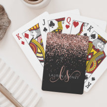 Glam Rose Gold Glitzer Elegantes Monogramm