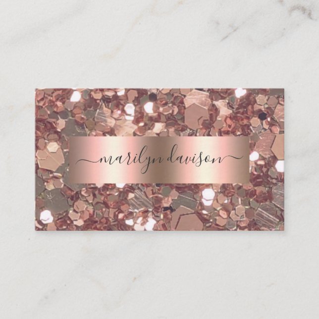 Glam Rose Gold Glitzer Foil Design Beruflich Visitenkarte (Vorderseite)