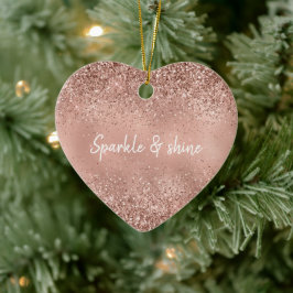Glam Rose Gold Glitzer Keramik Ornament