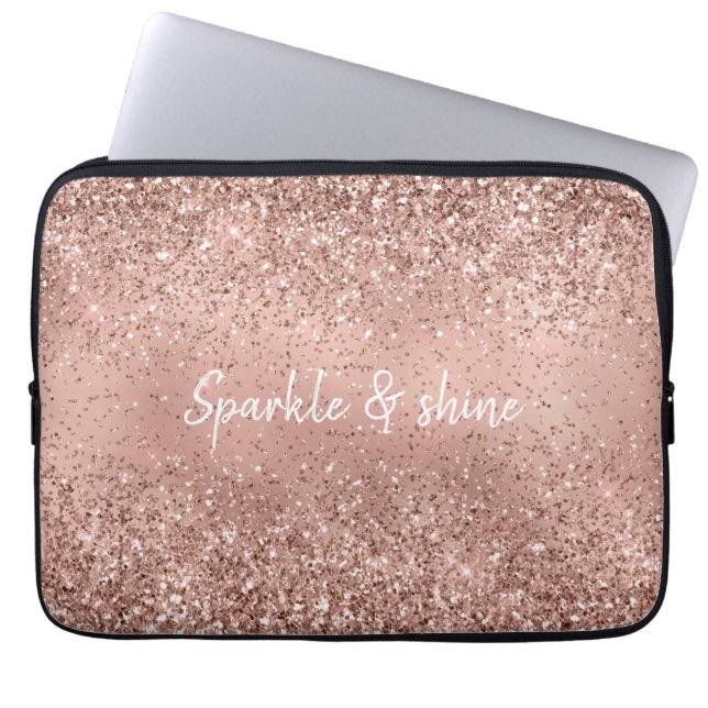 Glam Rose Gold Glitzer Laptopschutzhülle (Vorderseite)