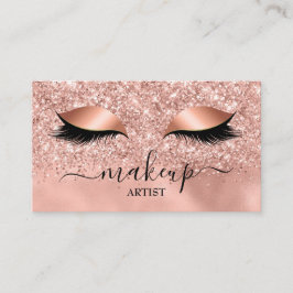 Glam Rose Gold Glitzer Lashes Makeup Artist Salon Visitenkarte