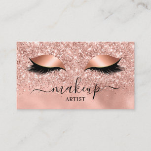 Glam Rose Gold Glitzer Lashes Makeup Artist Salon Visitenkarte