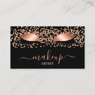 Glam Rose Gold Glitzer Lashes Makeup Artist Salon Visitenkarte