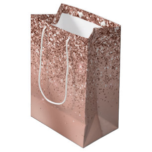 Glam Rose Gold Glitzer Mittlere Geschenktüte