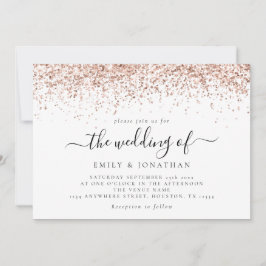 Glam Rose Gold Glitzer Script Wedding Einladung