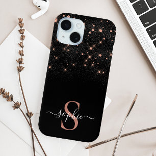 Glam Rose Gold Glitzer Sparkling Elegantes Monogra Case-Mate iPhone Hülle