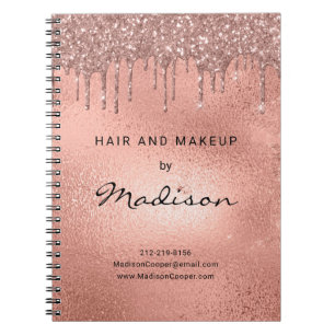 Glam Rose Gold Glitzer Tropfen Haar und Schminke Notizblock